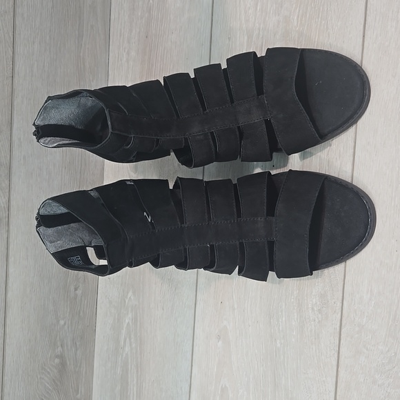 Vionic Women Harlow Black Suede Ankle Boots Open Toe Strappy Shoes Sz 10 - Picture 3 of 11